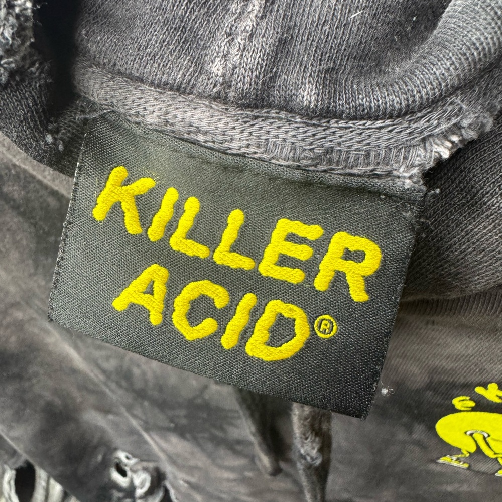 Killer Acid Black Tie-Dye Distressed Hoodie with Neon Graphic - Picture 5 of 5